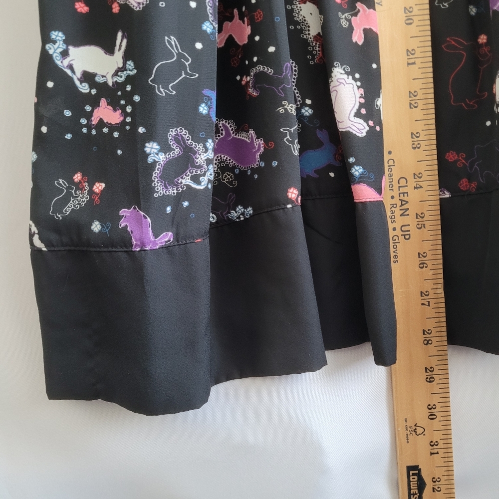 Erin Fetherston Target Slip Babydoll Dress Juniors 9 Black Novelty Flare Rabbit - Picture 6 of 13